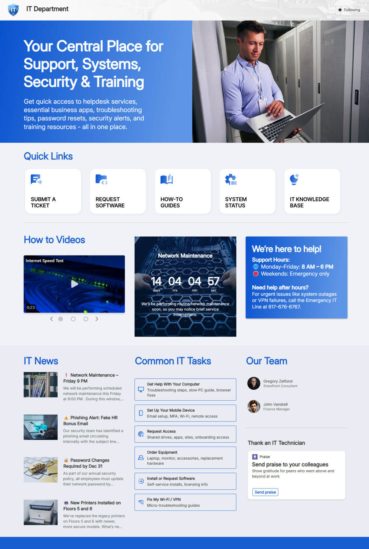 IT Department Homepage