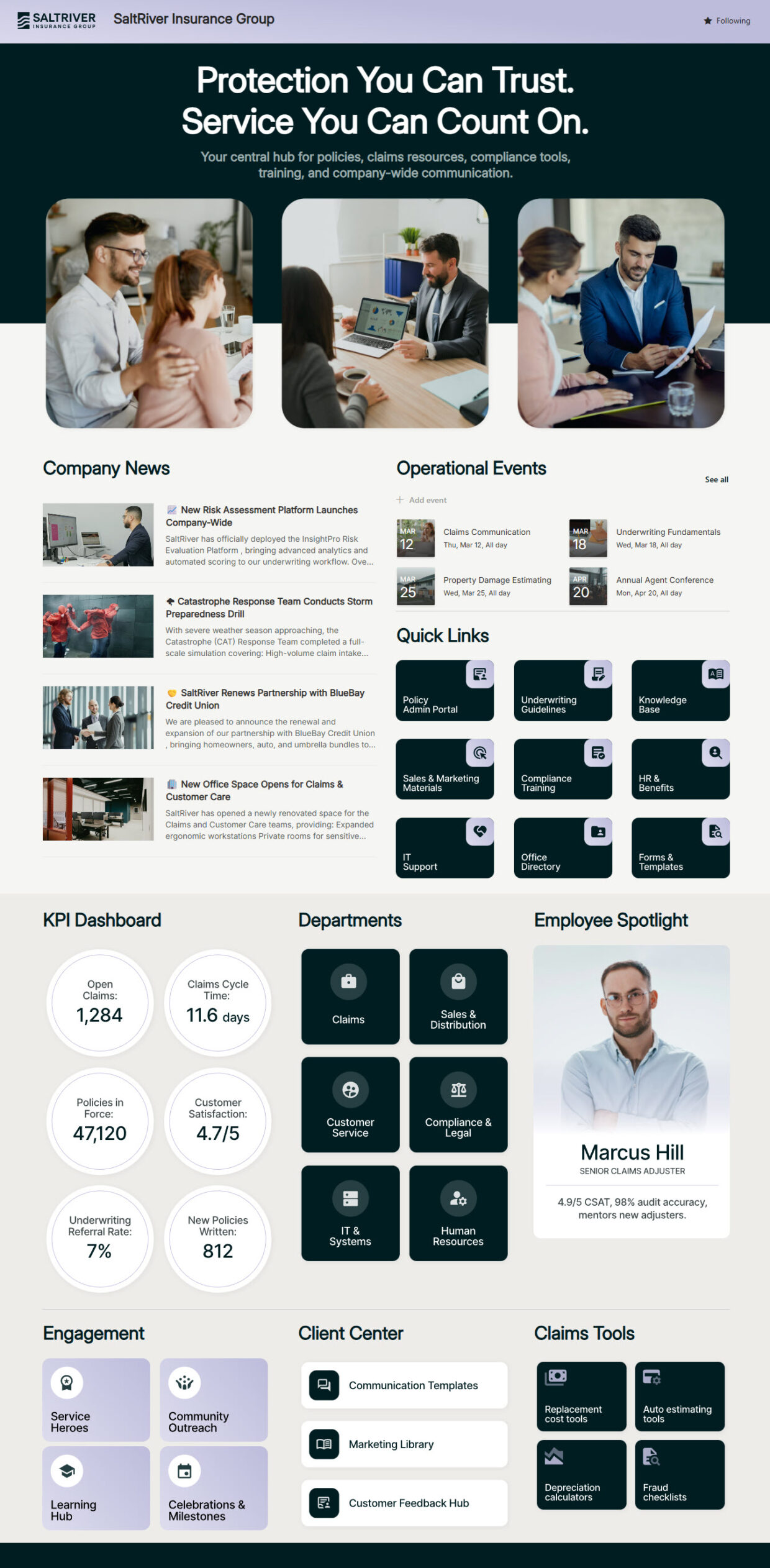 Insurance Intranet Homepage