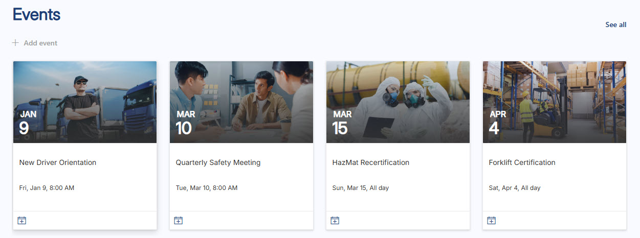 Transportation Intranet Calendar