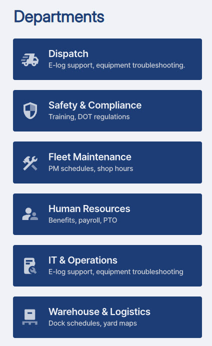 Transportation Intranet Department Links