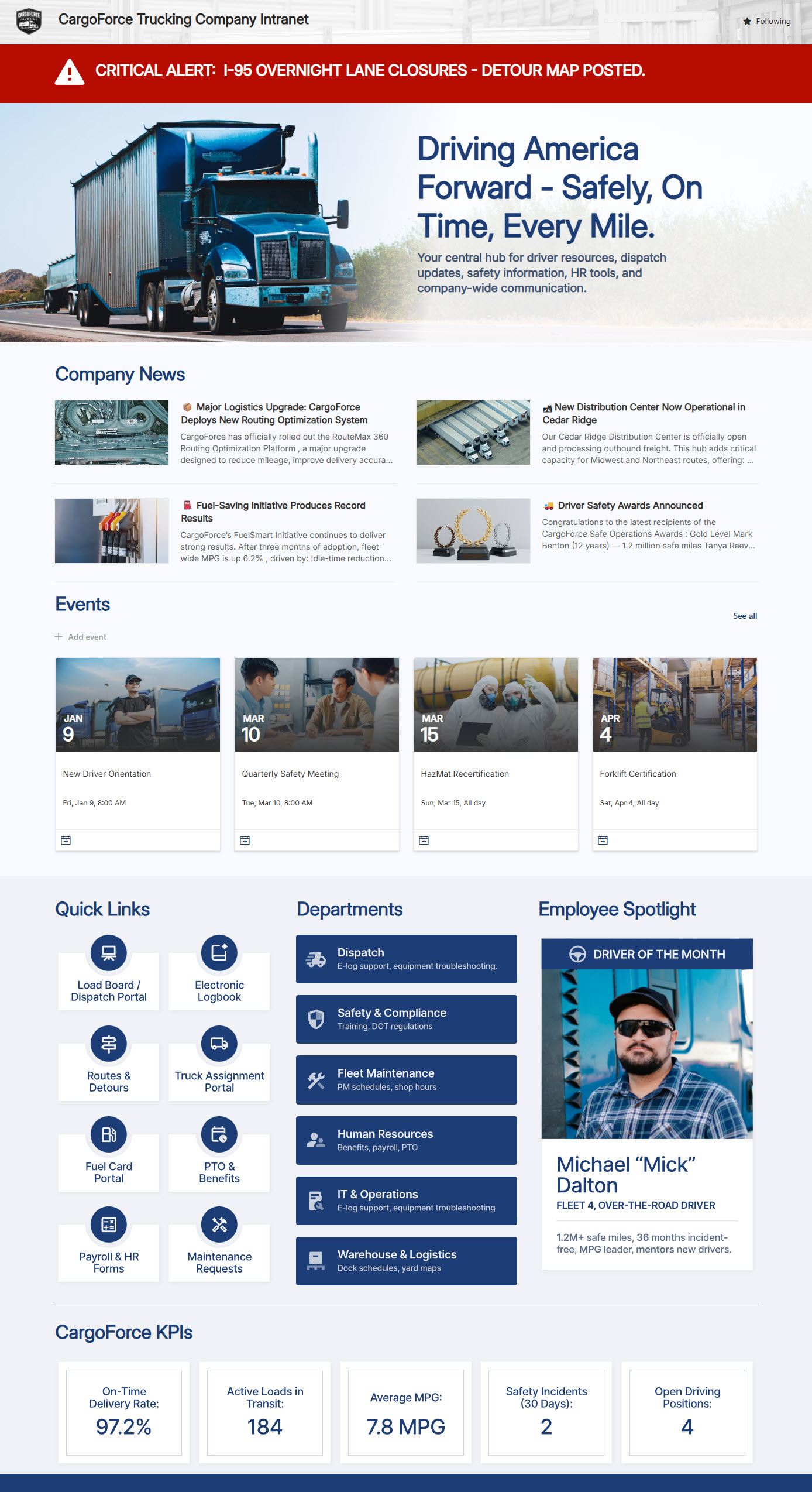 Transportation Intranet Homepage