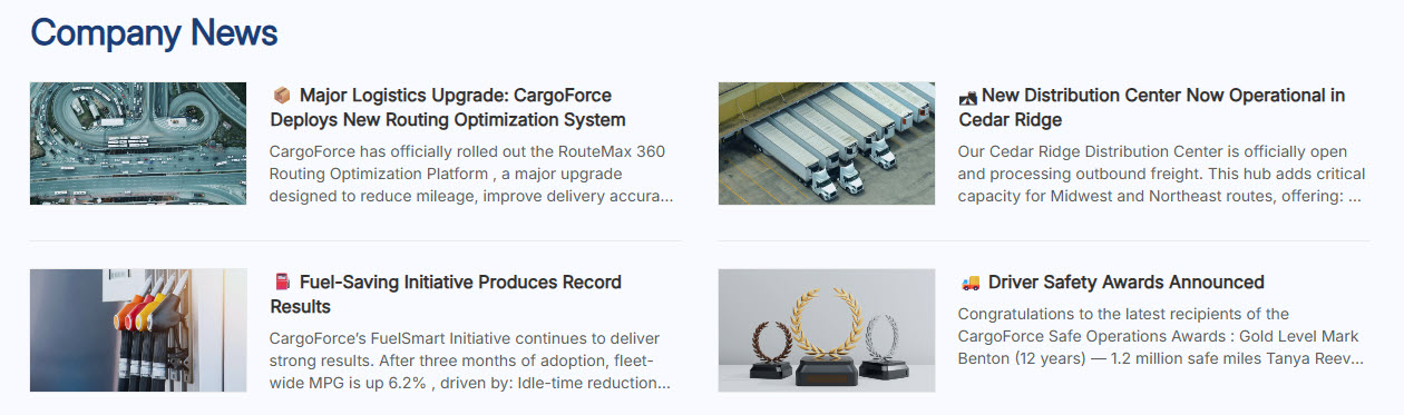 Transportation Intranet News