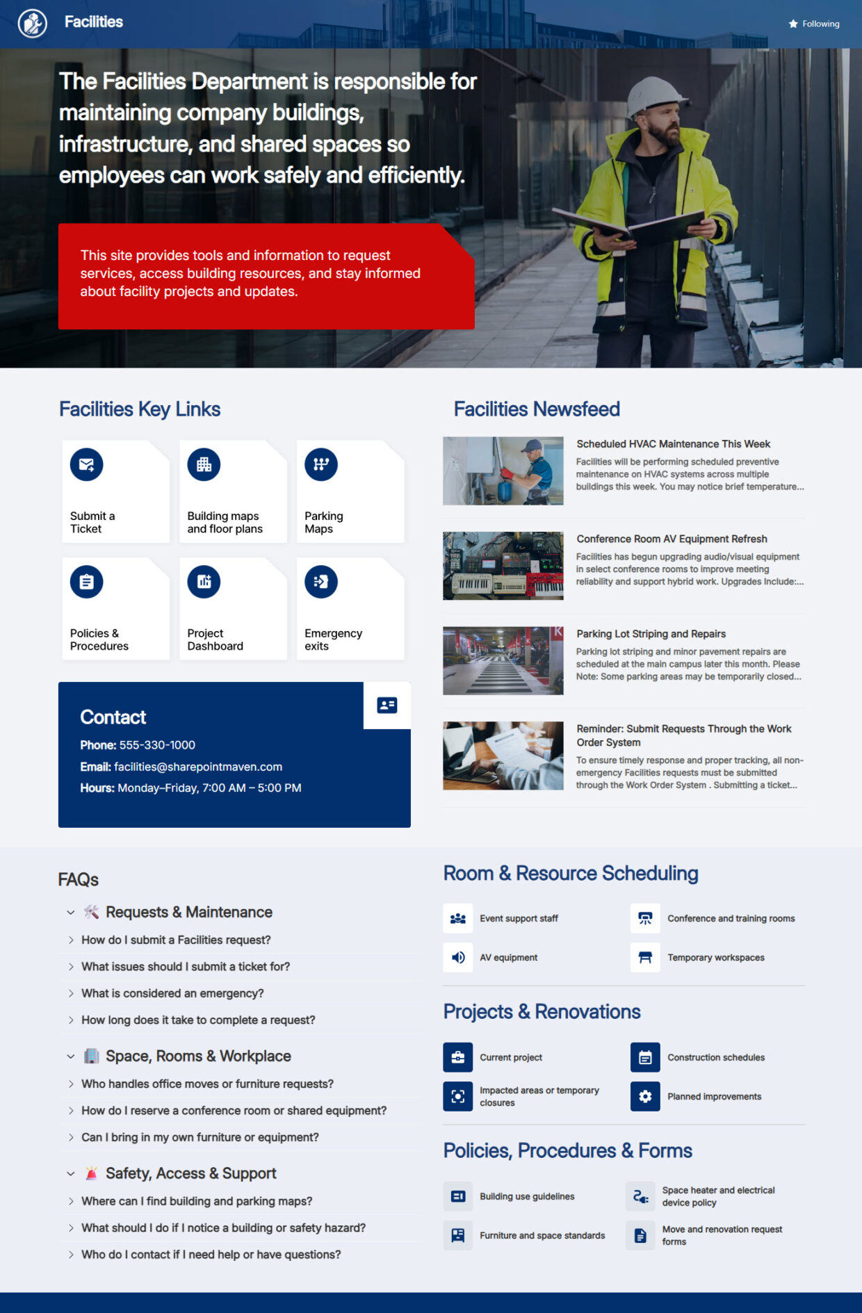 Facilities Department Homepage