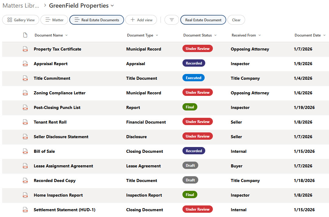 Legal Matters Document View