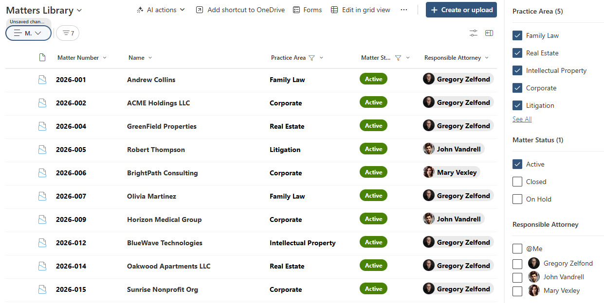 Legal Case Management Filtering