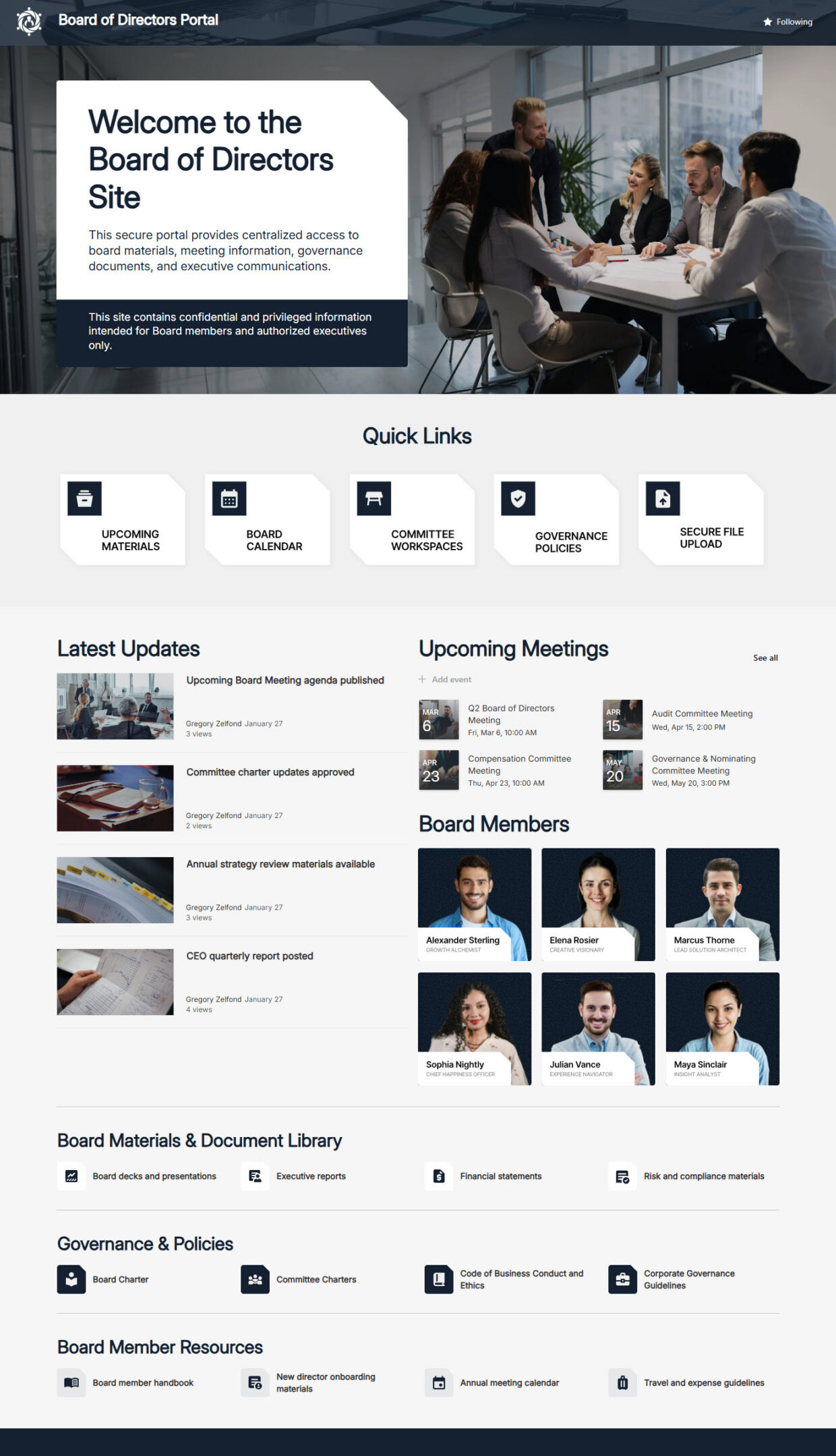 Board of Directors Homepage