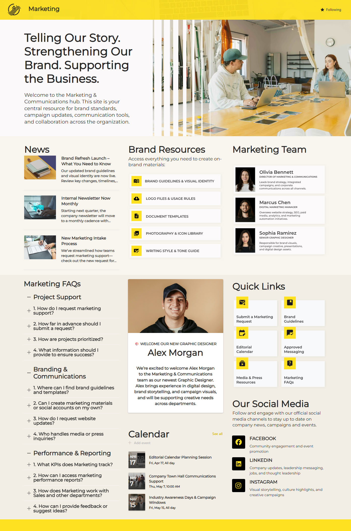 Marketing Department Homepage