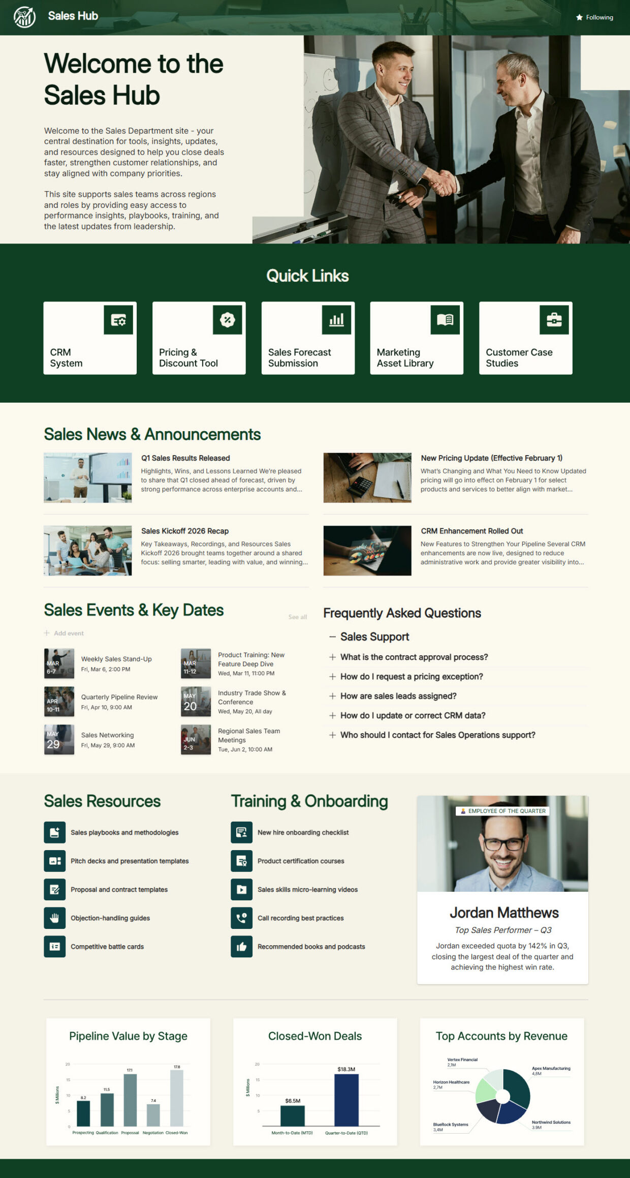 Sales Department Homepage