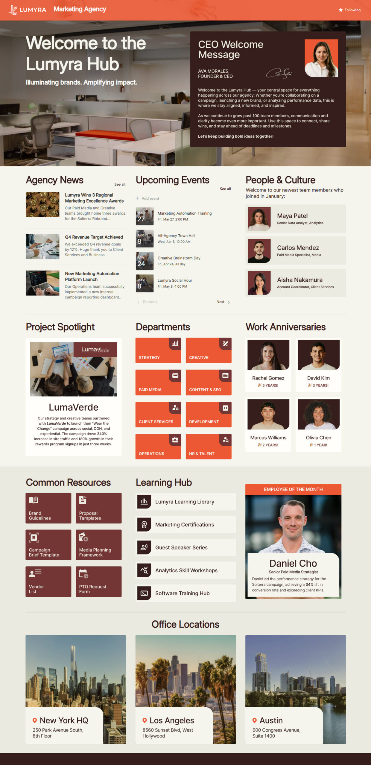 Marketing Agency Intranet Homepage