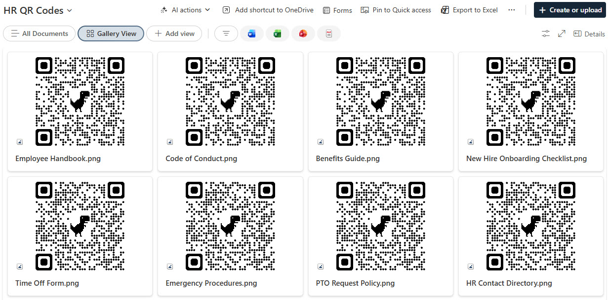 QR Codes Library Gallery View