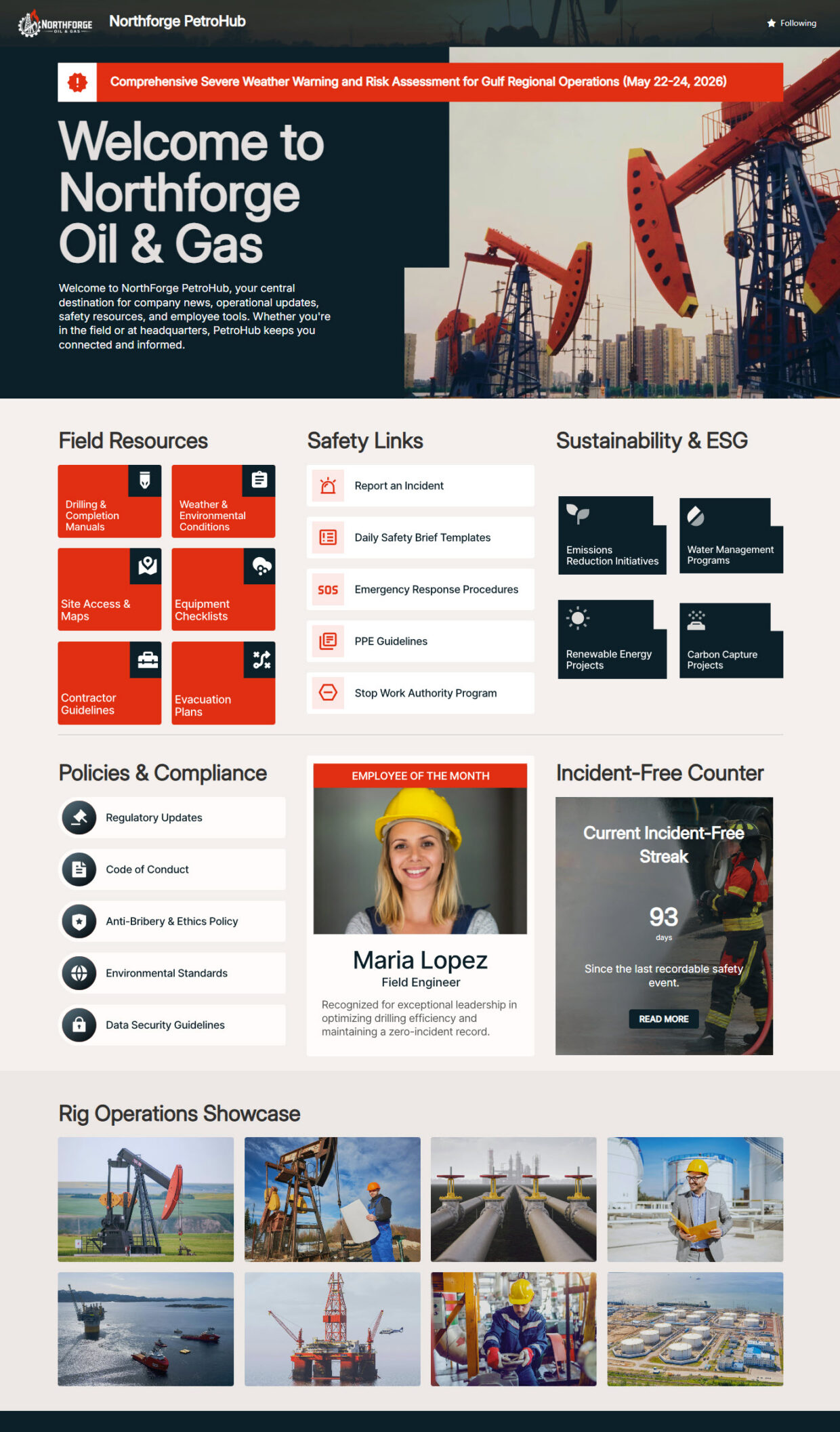 Energy & Utilities Intranet Homepage