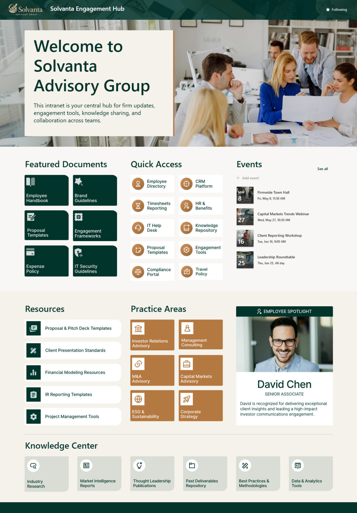 Professional Services Intranet Homepage