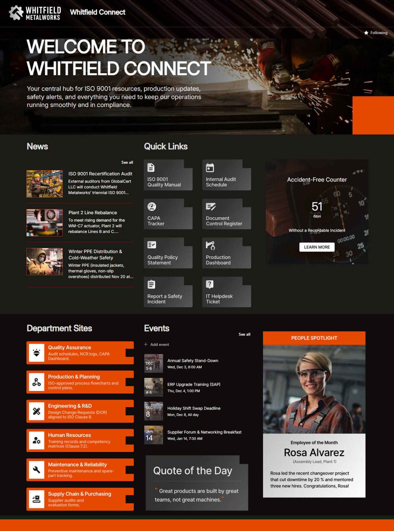Manufacturing Intranet in SharePoint