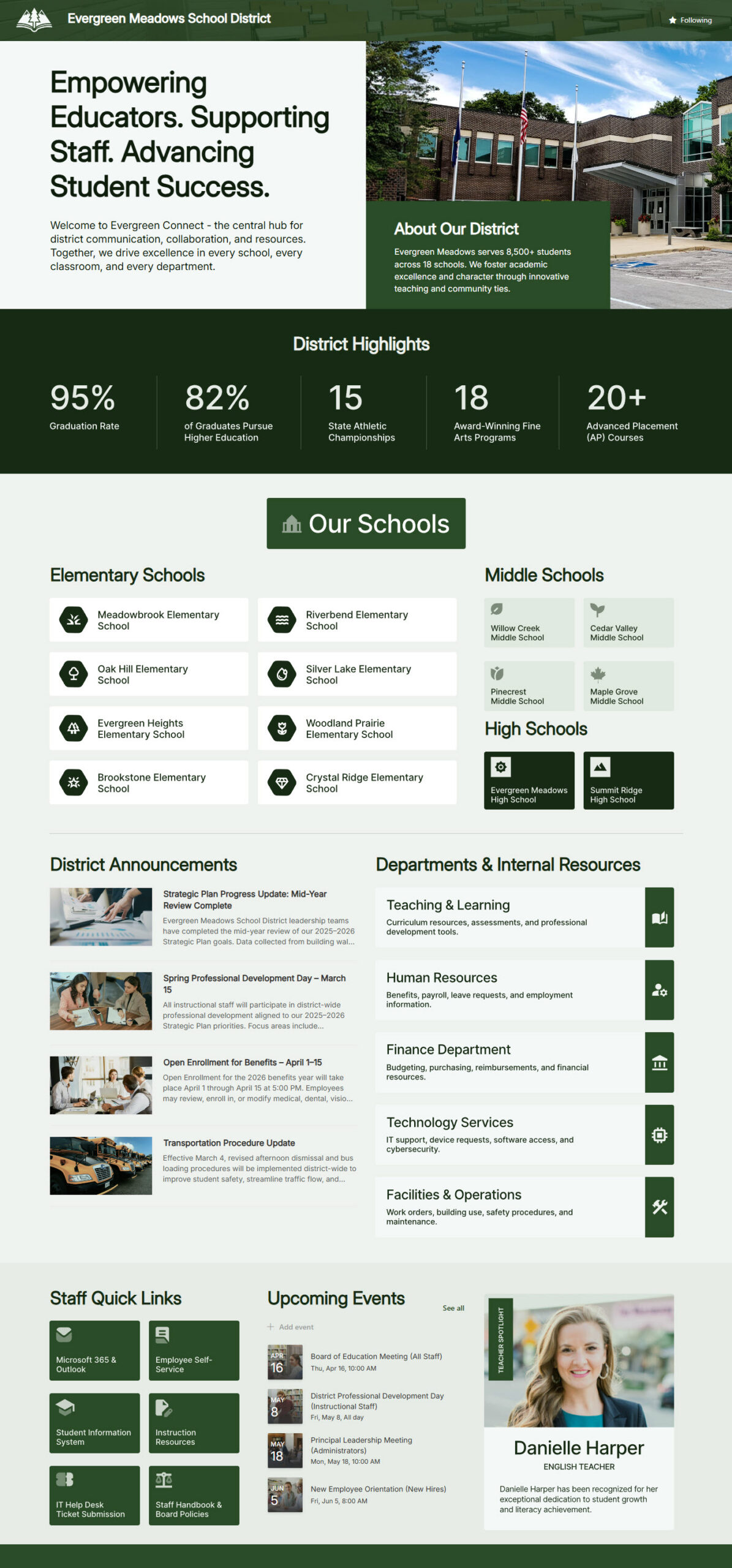 School District Intranet in SharePoint