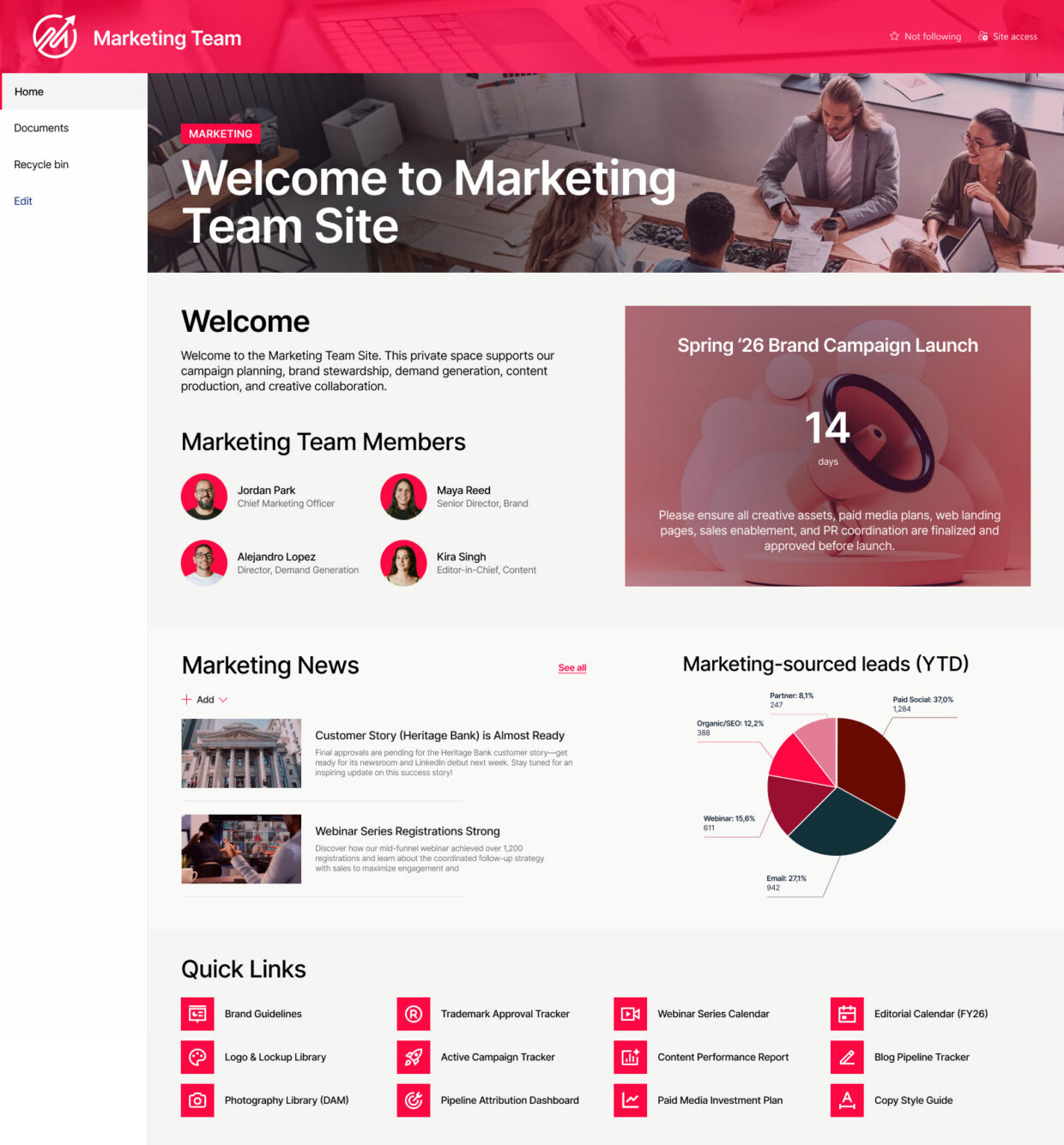 Marketing Team Homepage