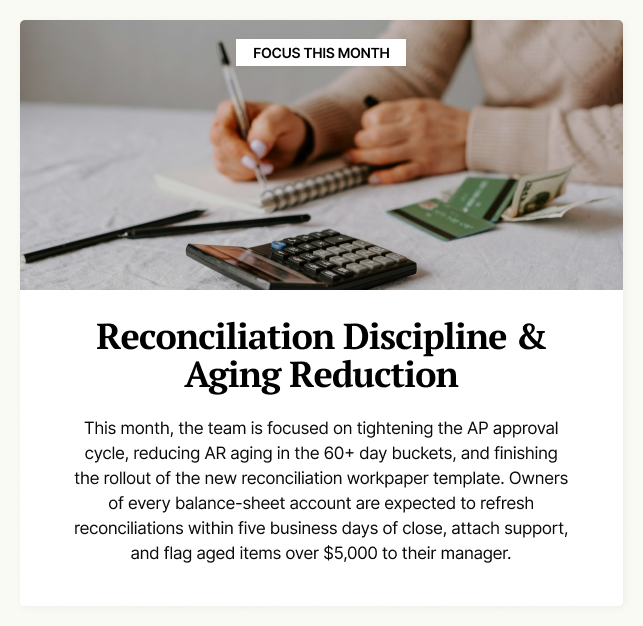 Accounting Team Site Focus of the Month