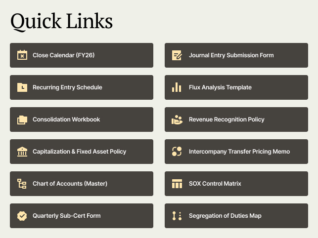Accounting Team Site Quick Links