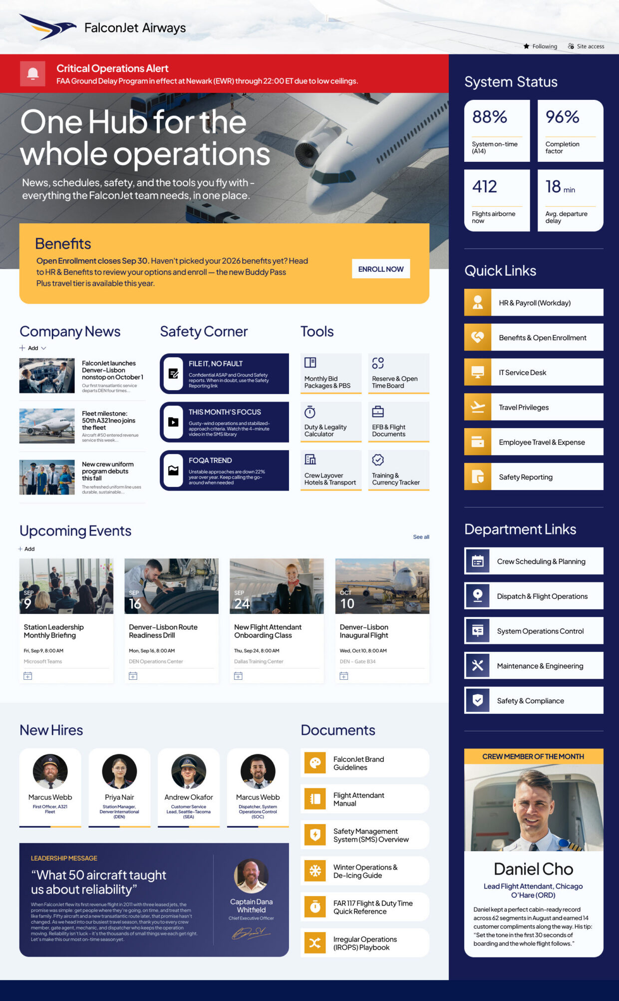 Airline Intranet Homepage