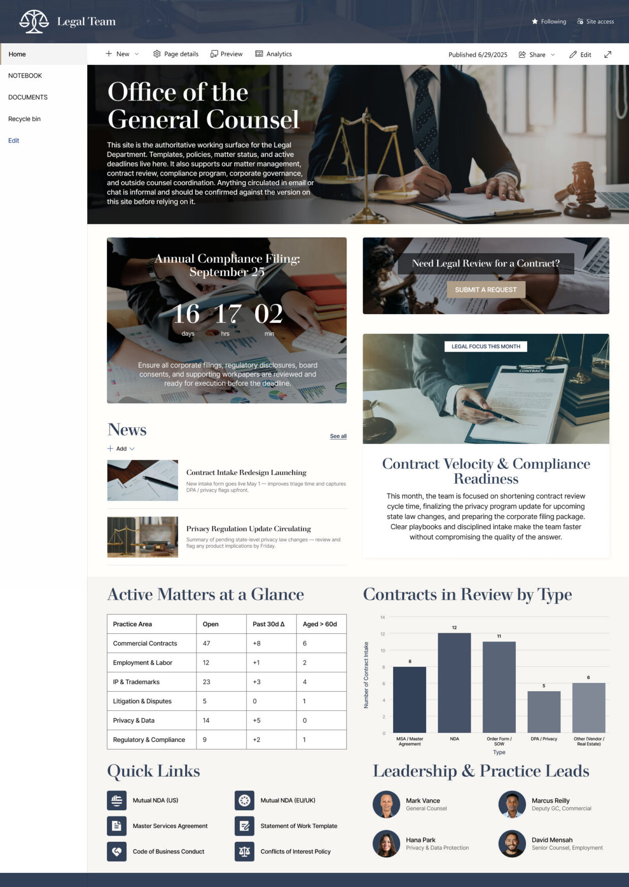 Legal Team Homepage