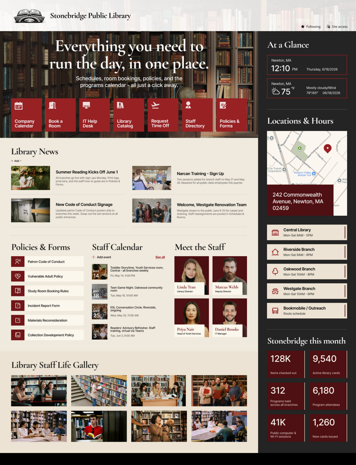 Public Library Intranet Homepage