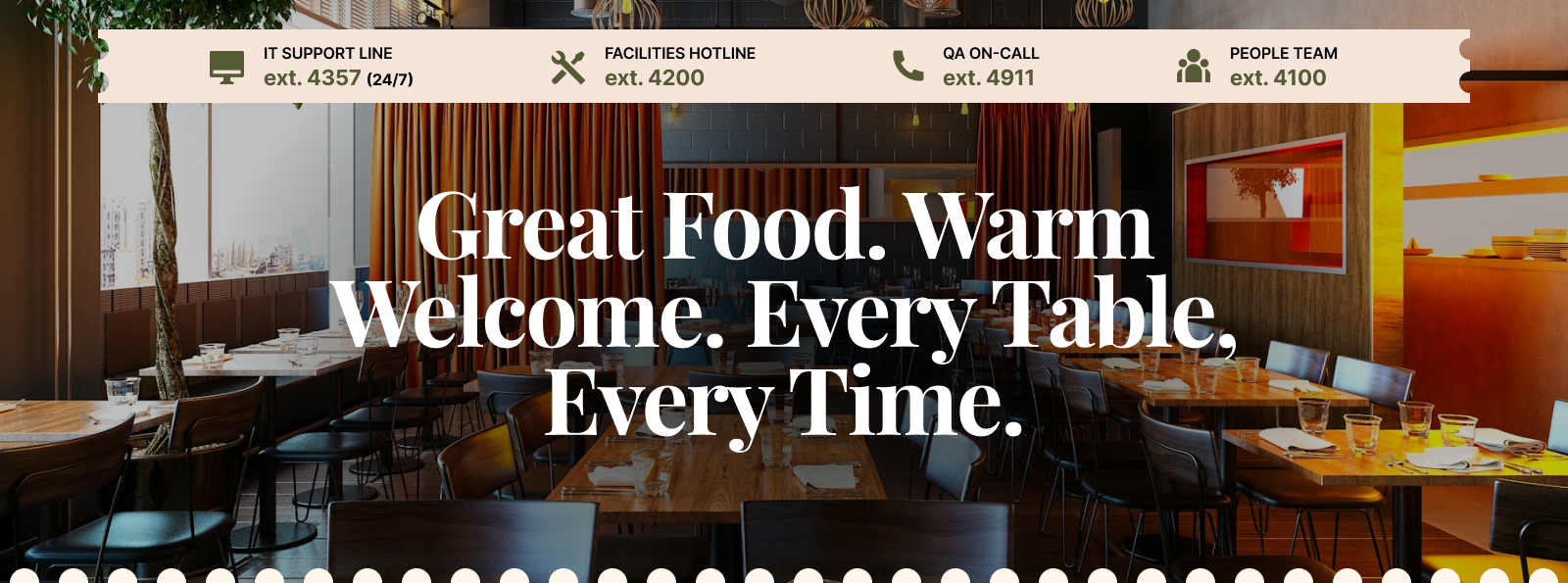 Restaurant Chain Intranet Hero Section