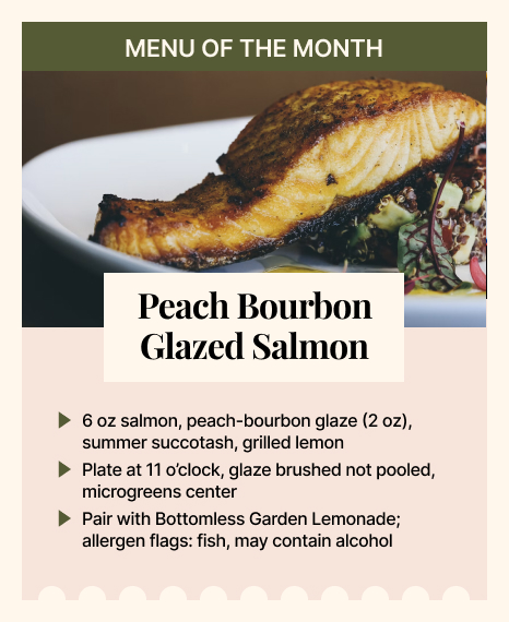 Restaurant Chain Intranet Menu of the Month