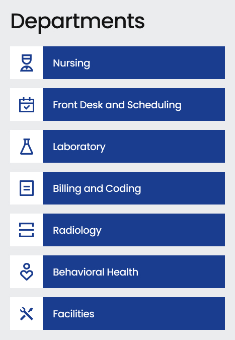 Medical Clinic Intranet Department Links