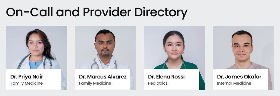 Medical Clinic Intranet On-Call Team