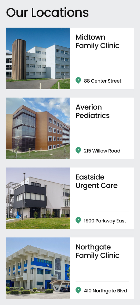 Medical Clinic Intranet List of Locations