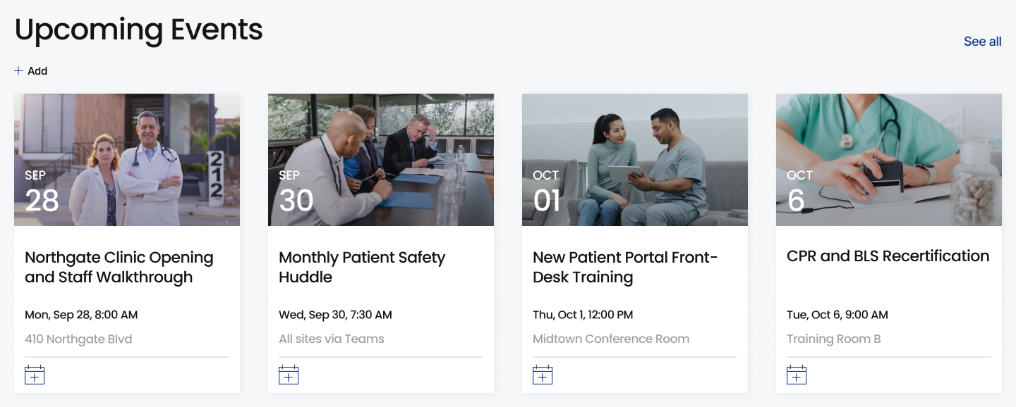 Medical Clinic Intranet Events
