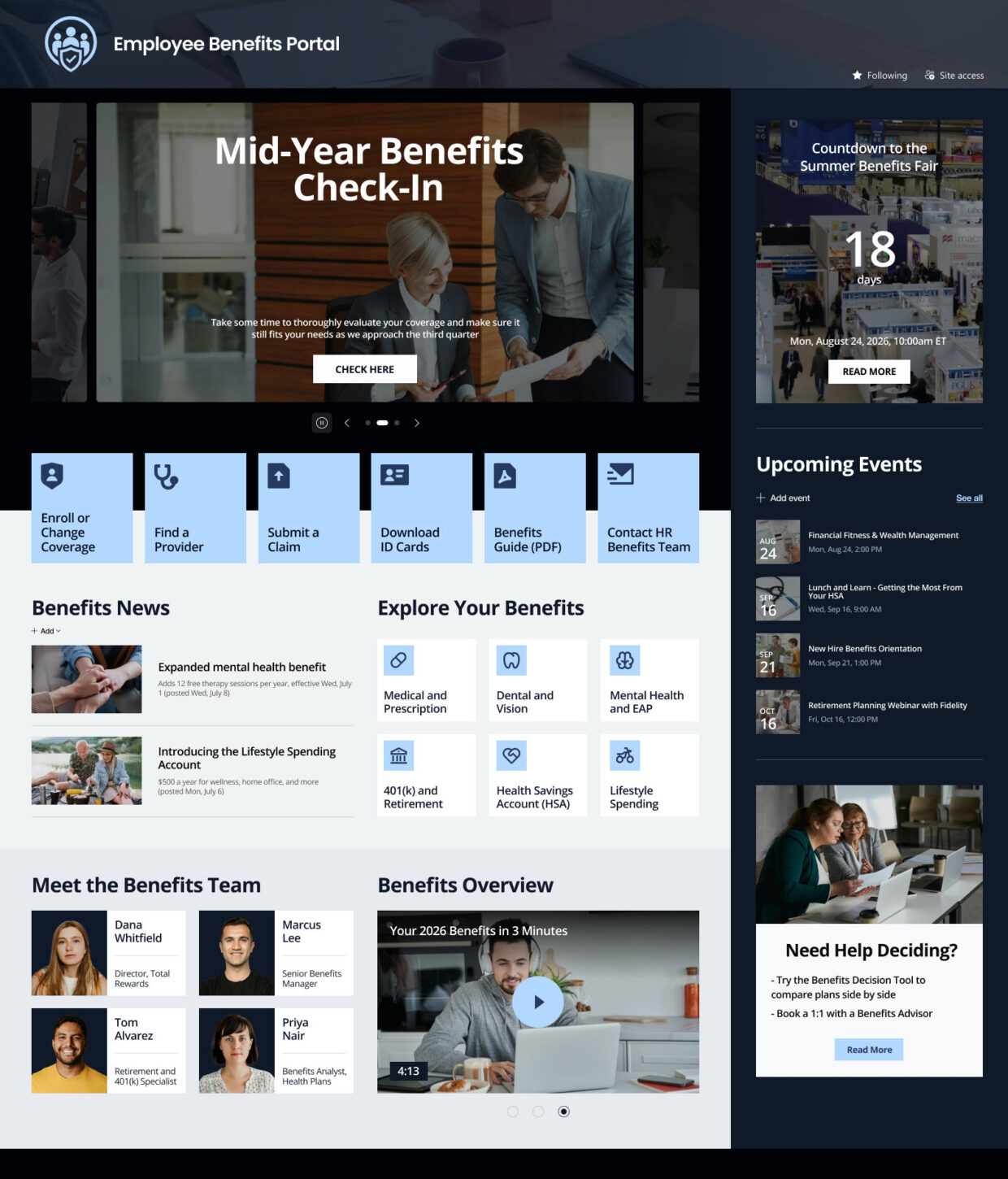 Employee Benefits Portal Homepage