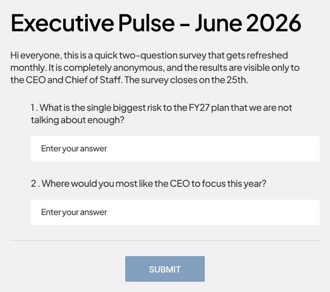 Executive Leadership Team Site Form/Survey