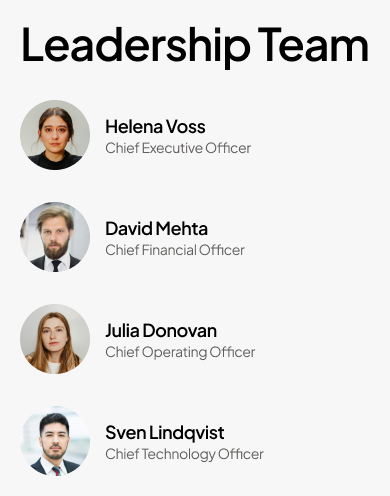 Executive Leadership Team Site Leadership Team Members