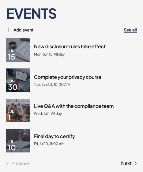 Risk & Compliance Department Calendar