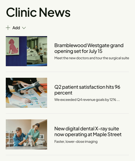 Veterinary Clinic Intranet News