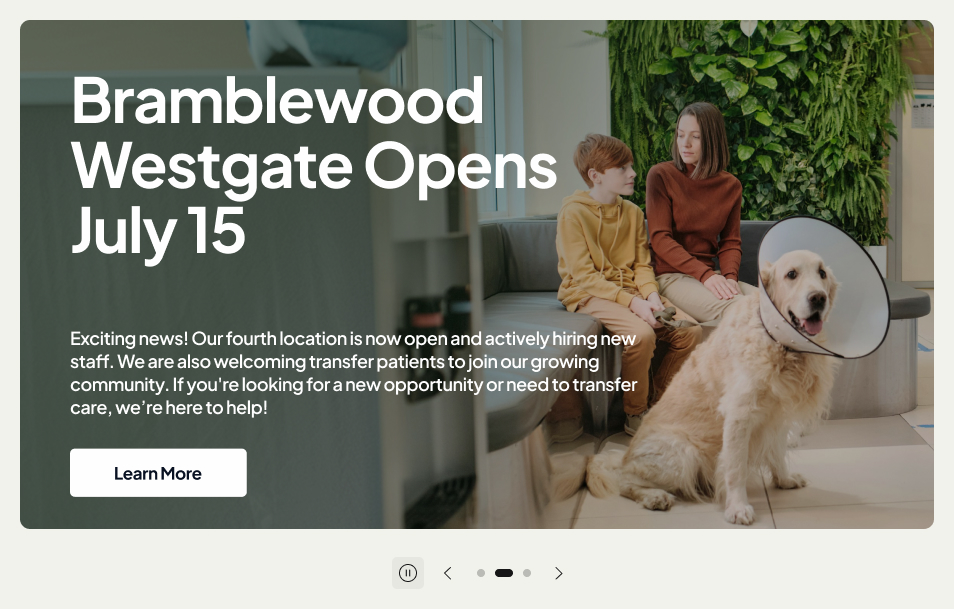 Veterinary Clinic Intranet Hero Carousel with CTAs