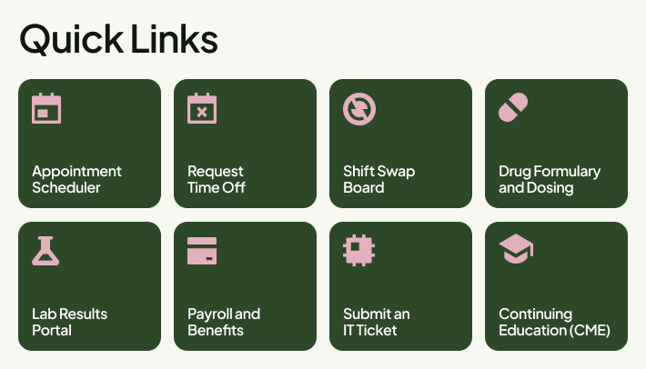 Veterinary Clinic Intranet Quick Links