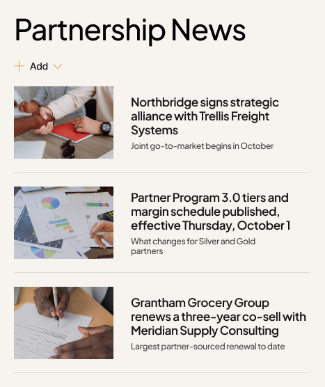 Business Development Department Partnership News
