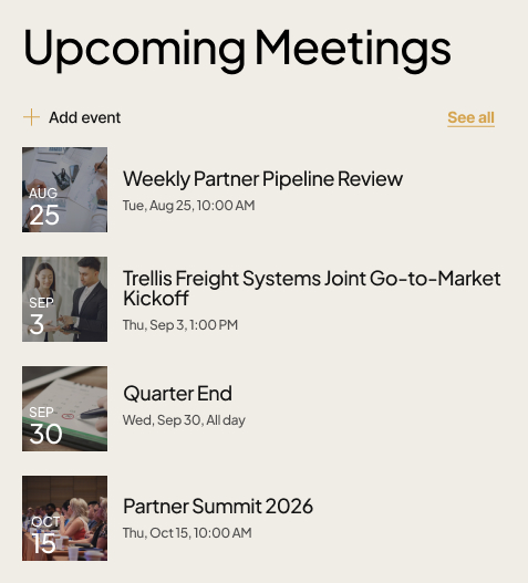 Business Development Department Upcoming Meetings