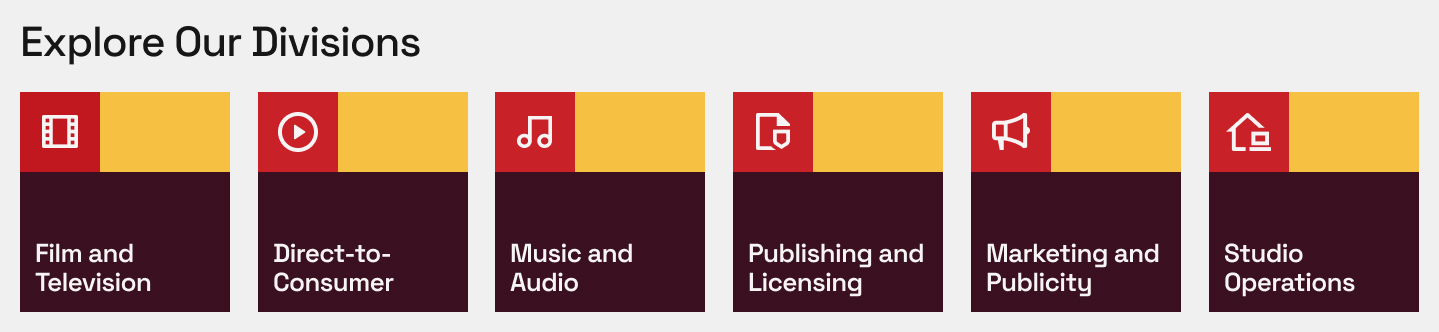 Entertainment/Media Company Intranet Division Links