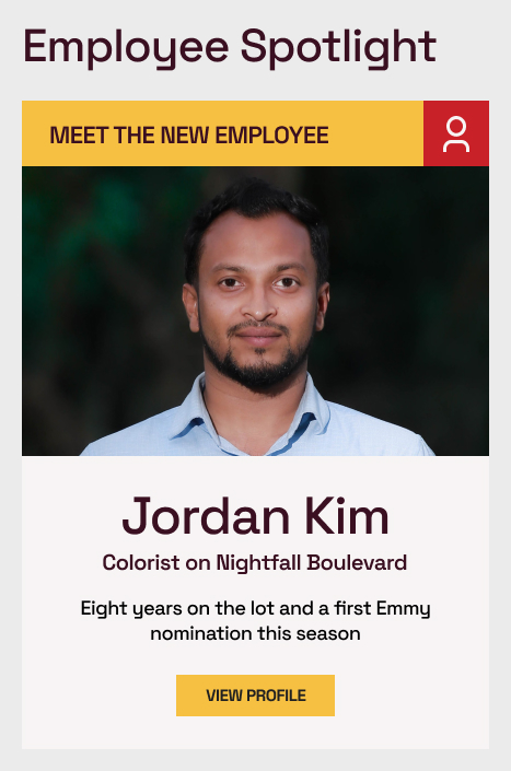 Entertainment/Media Company Intranet Employee Spotlight