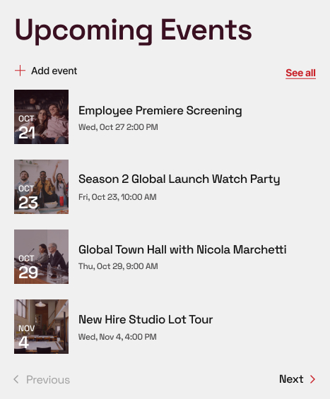 Entertainment/Media Company Intranet Calendar