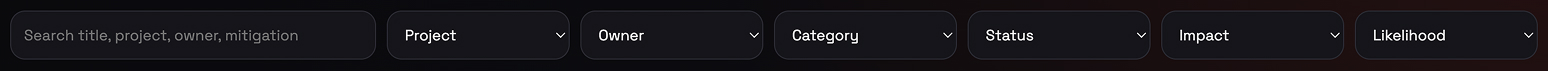 Issues and Risk Dashboard Search Filters