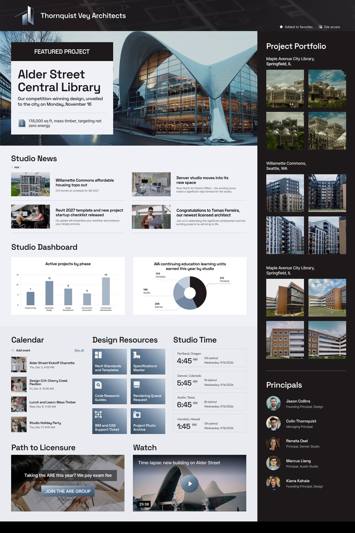 Architecture Firm Intranet Homepage
