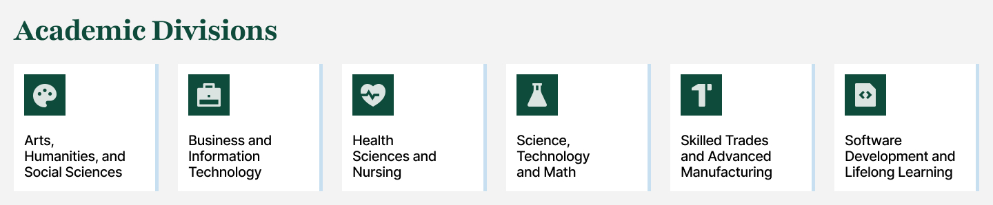 Community College Intranet Academic Divisions