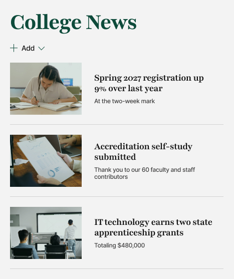 Community College Intranet College News