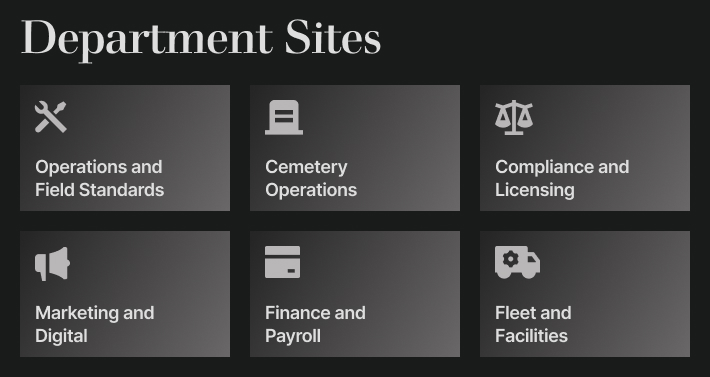 Funeral Home Intranet Department Links