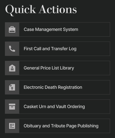 Funeral Home Intranet Quick Links