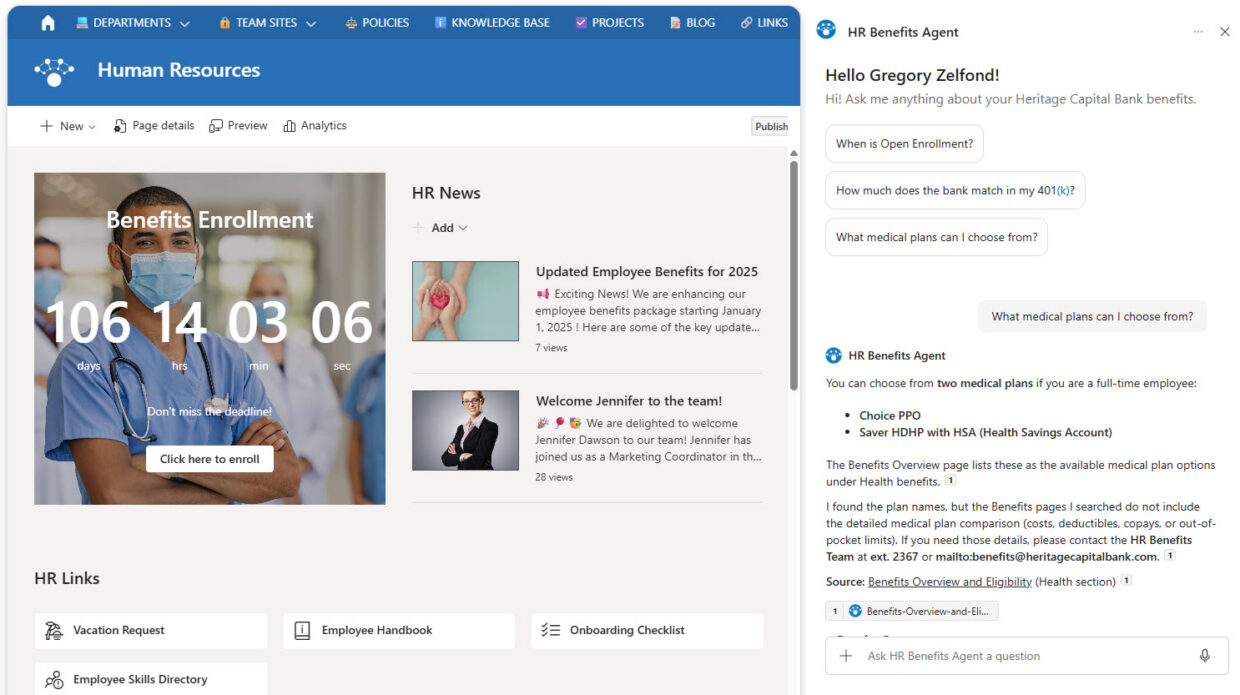 HR Benefits Agent on Human Resources Site