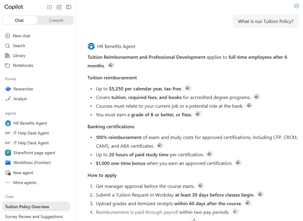 HR Benefits Agent in Microsoft 365 Copilot